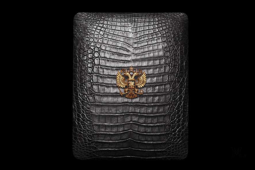 Apple iPad Exotic Crocodile Leather with Gold Diamonds Logo MJ Luxury Edition
