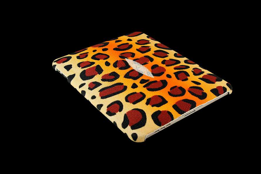 MJ Apple iPad Leather Genuine Exotic Stingray Color Print Leopard